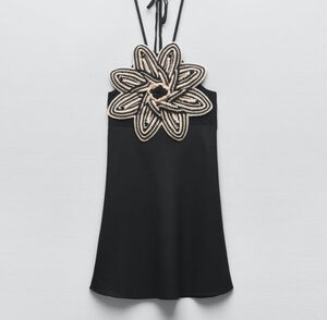 Black Flower Knit Crotchet Dress